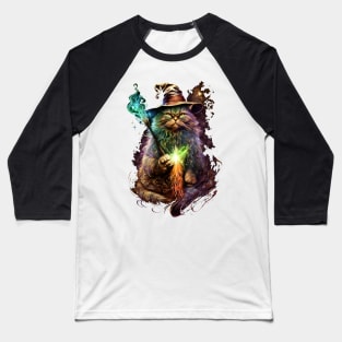 Portrait of a Wizard Cat Painting Baseball T-Shirt